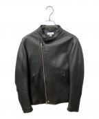 BEAUTY&YOUTHビューティーアンドユース）の古着「UKレザー セミダブル ライダースジャケット」｜ブラック