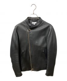 BEAUTY&YOUTH（ビューティーアンドユース）の古着「UKレザー セミダブル ライダースジャケット」｜ブラック