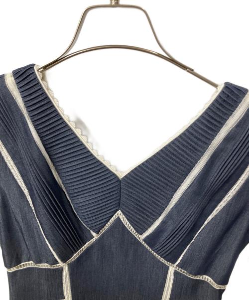 HER LIP TO（ハーリップトゥ）HER LIP TO (ハーリップトゥ)  Lace Trimmed Chambray Dress ブルー サイズ:XS 未使用品の古着・服飾アイテム