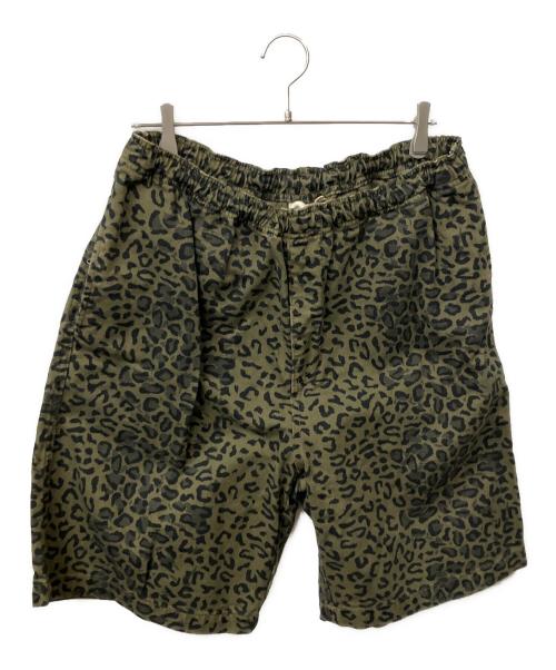 stussy（ステューシー）stussy (ステューシー) レオパード ビーチ ショーツ オリーブ サイズ:XLの古着・服飾アイテム
