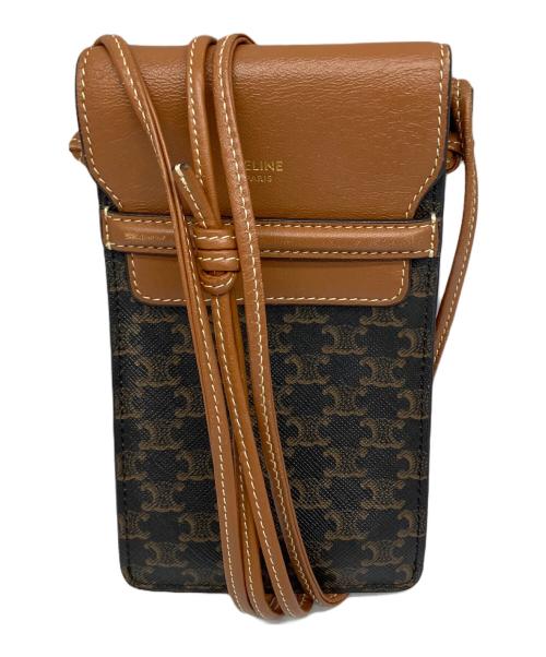 CELINE（セリーヌ）CELINE (セリーヌ) トリオンフ モバイルポーチ ブラウンの古着・服飾アイテム