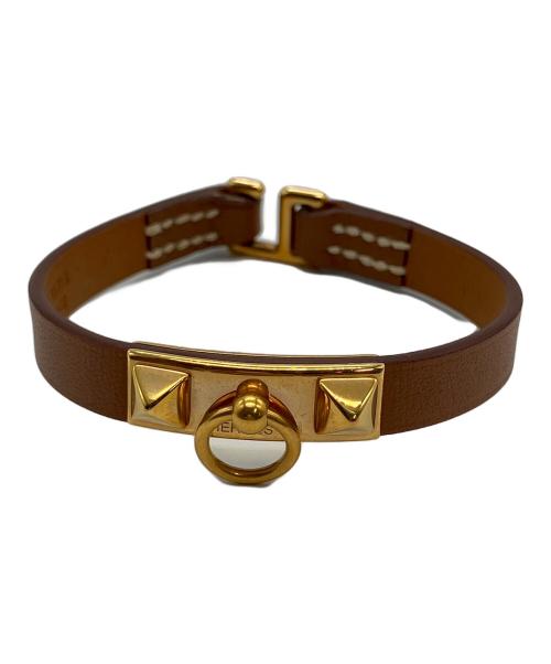 HERMES（エルメス）HERMES (エルメス) レザーブレスレット リヴァルミニ ブラウンの古着・服飾アイテム