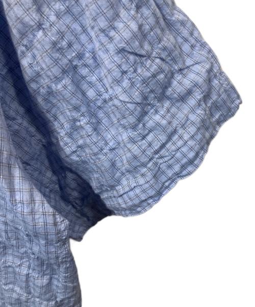 BoTT（ボット）BoTT (ボット) Windowpane S/S Shirt スカイブルー サイズ:XLの古着・服飾アイテム