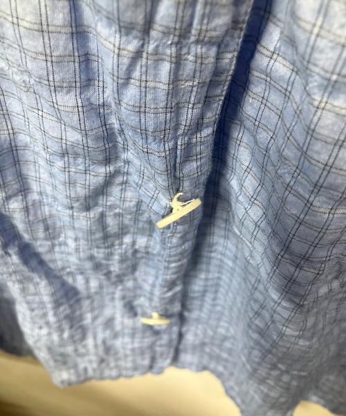 BoTT（ボット）BoTT (ボット) Windowpane S/S Shirt スカイブルー サイズ:XLの古着・服飾アイテム