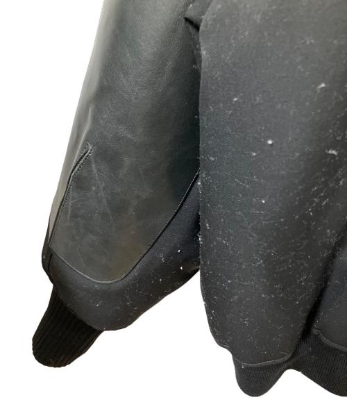 JIL SANDER（ジルサンダー）JIL SANDER (ジルサンダー) レザーエルボーパッチ 中綿ボンバージャケット ブラック サイズ:46の古着・服飾アイテム