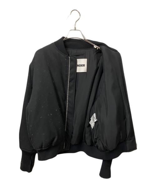 JIL SANDER（ジルサンダー）JIL SANDER (ジルサンダー) レザーエルボーパッチ 中綿ボンバージャケット ブラック サイズ:46の古着・服飾アイテム