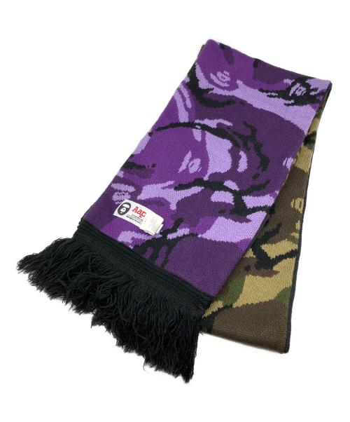 A BATHING APE（ア ベイシング エイプ）A BATHING APE (ア ベイシング エイプ) マフラー パープル×オリーブの古着・服飾アイテム