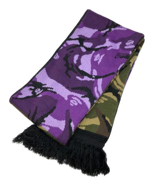 A BATHING APE（ア ベイシング エイプ）A BATHING APE (ア ベイシング エイプ) マフラー パープル×オリーブの古着・服飾アイテム