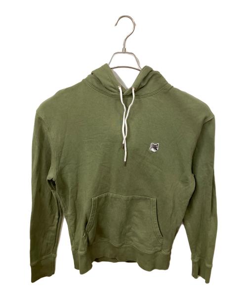 maison kitsune（メゾンキツネ）maison kitsune (メゾンキツネ) GREY FOX HEAD PATCH CLASSIC HOODIE オリーブ サイズ:不明の古着・服飾アイテム