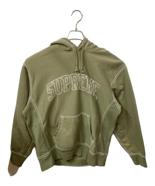 SUPREME（シュプリーム）SUPREME (シュプリーム) BIG STITCH HOODED SWEATSHIRT オリーブ サイズ:Mの古着・服飾アイテム