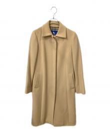 BURBERRY BLUE LABEL（バーバリー ブルー レーベル）の古着「アンゴラ混ステンカラーコート　裏地ノバチェック」｜ベージュ