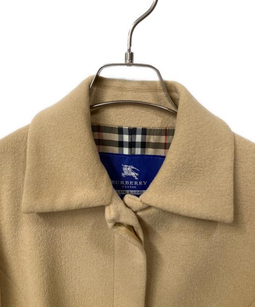 BURBERRY BLUE LABEL（バーバリー ブルー レーベル）BURBERRY BLUE LABEL (バーバリー ブルー レーベル) アンゴラ混ステンカラーコート　裏地ノバチェック ベージュ サイズ:38の古着・服飾アイテム