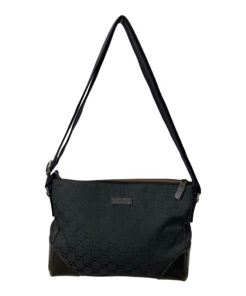 GUCCI（グッチ）GUCCI (グッチ) GGキャンバスショルダーバッグ　ブラック ブラックの古着・服飾アイテム