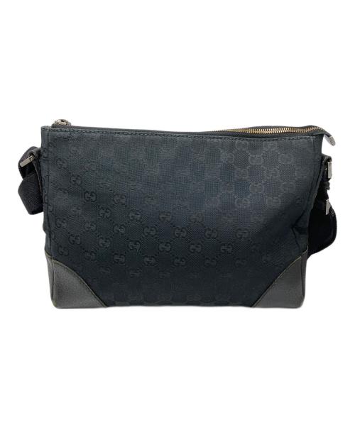 GUCCI（グッチ）GUCCI (グッチ) GGキャンバスショルダーバッグ　ブラック ブラックの古着・服飾アイテム