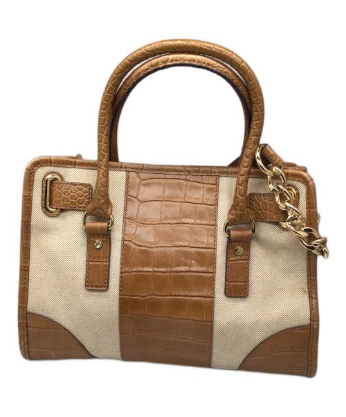 MICHAEL KORS（マイケル・コース）MICHAEL KORS (マイケル・コース) ハミルトン・サッチェルバッグ ブラウン×ベージュの古着・服飾アイテム