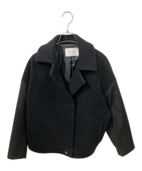Si:m（スィーム）Si:m (スィーム) ウールショートコート ブラック サイズ:38の古着・服飾アイテム