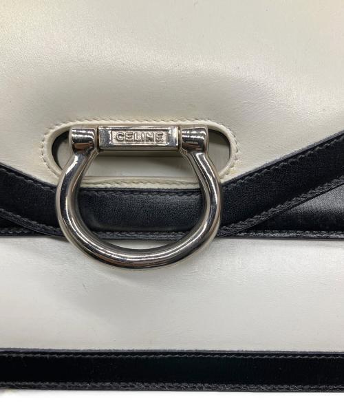 CELINE（セリーヌ）CELINE (セリーヌ) レザーハンドバッグ ブラック×ホワイト ブラック×ホワイトの古着・服飾アイテム