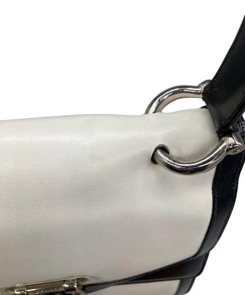 CELINE（セリーヌ）CELINE (セリーヌ) レザーハンドバッグ ブラック×ホワイト ブラック×ホワイトの古着・服飾アイテム