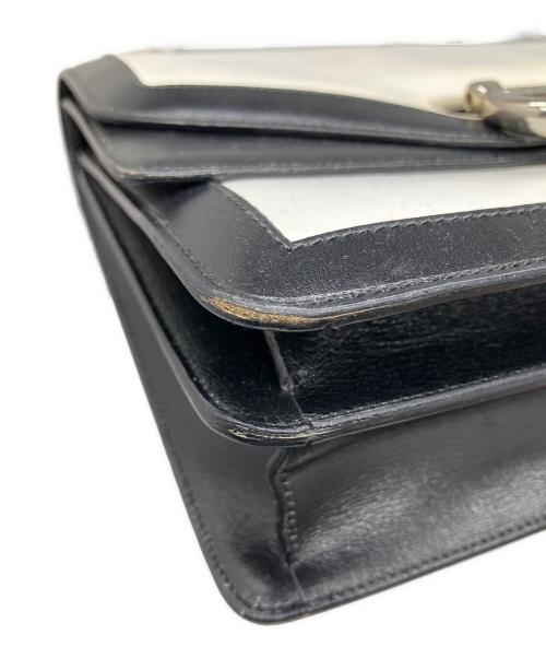 CELINE（セリーヌ）CELINE (セリーヌ) レザーハンドバッグ ブラック×ホワイト ブラック×ホワイトの古着・服飾アイテム