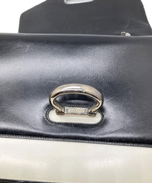 CELINE（セリーヌ）CELINE (セリーヌ) レザーハンドバッグ ブラック×ホワイト ブラック×ホワイトの古着・服飾アイテム