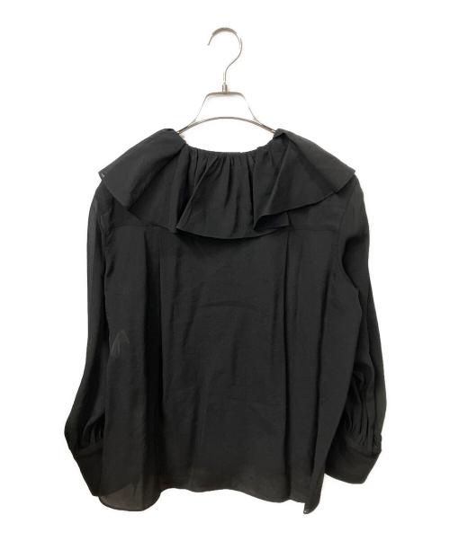 DEPAREILLE（デパリエ）DEPAREILLE (デパリエ) シルキーラッフルブラウス ブラック サイズ:38の古着・服飾アイテム
