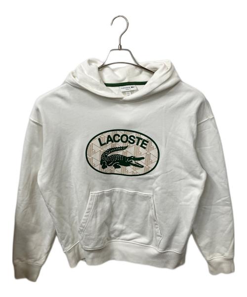 LACOSTE（ラコステ）LACOSTE (ラコステ) モノグラムモチーフラコステプリントフードスウェット ホワイト サイズ:Mの古着・服飾アイテム