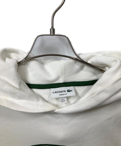 LACOSTE（ラコステ）LACOSTE (ラコステ) モノグラムモチーフラコステプリントフードスウェット ホワイト サイズ:Mの古着・服飾アイテム