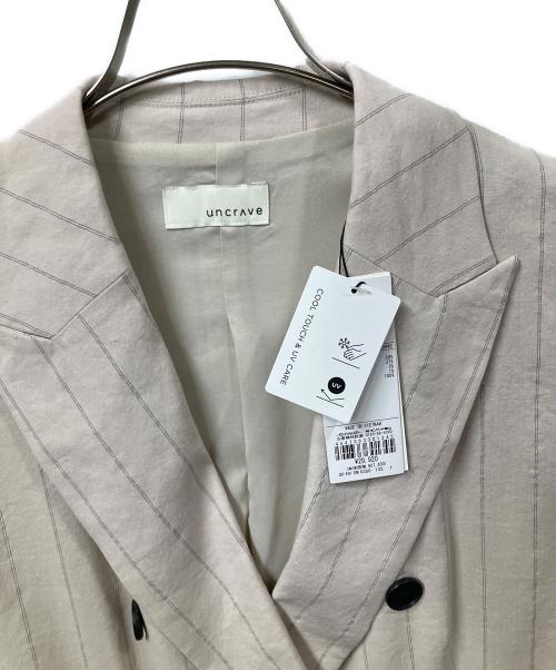uncrave（アンクレイヴ）uncrave (アンクレイヴ) ノースリーブコート ベージュ　ストライプ ベージュ サイズ:１ 未使用品の古着・服飾アイテム