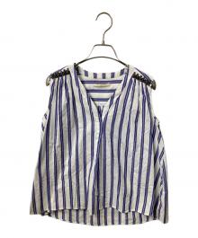 ne quittez pas（ヌキテパ）の古着「ノースリーブブラウス」｜ブルー×ホワイト