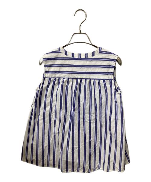 ne quittez pas（ヌキテパ）ne quittez pas (ヌキテパ) ノースリーブブラウス ブルー×ホワイト サイズ:Freeの古着・服飾アイテム