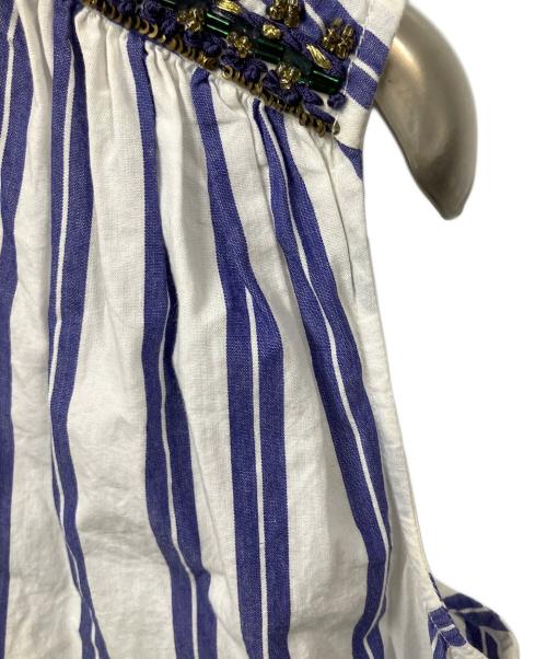 ne quittez pas（ヌキテパ）ne quittez pas (ヌキテパ) ノースリーブブラウス ブルー×ホワイト サイズ:Freeの古着・服飾アイテム