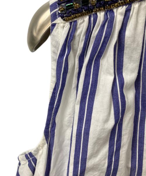 ne quittez pas（ヌキテパ）ne quittez pas (ヌキテパ) ノースリーブブラウス ブルー×ホワイト サイズ:Freeの古着・服飾アイテム