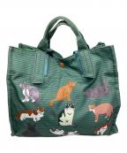 ear PAPILLONNERイアパピヨネ）の古着「2wayトートバッグ 猫柄 グリーン」｜グリーン