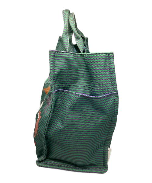 ear PAPILLONNER（イアパピヨネ）ear PAPILLONNER (イアパピヨネ) 2wayトートバッグ 猫柄 グリーン グリーンの古着・服飾アイテム