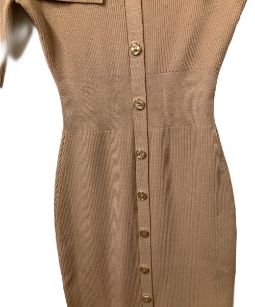 rienda（リエンダ）rienda (リエンダ) バックボタンBigカラータイト2way Knit OP ブラウン サイズ:Ｍ 未使用品の古着・服飾アイテム