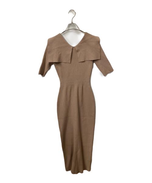 rienda（リエンダ）rienda (リエンダ) バックボタンBigカラータイト2way Knit OP ブラウン サイズ:Ｍ 未使用品の古着・服飾アイテム