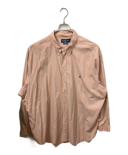 RALPH LAUREN（ラルフローレン）RALPH LAUREN (ラルフローレン) ストライプ長袖シャツ オレンジ×ネイビー オレンジ×ネイビー サイズ:3xの古着・服飾アイテム