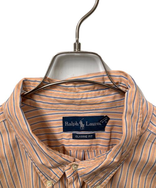 RALPH LAUREN（ラルフローレン）RALPH LAUREN (ラルフローレン) ストライプ長袖シャツ オレンジ×ネイビー オレンジ×ネイビー サイズ:3xの古着・服飾アイテム