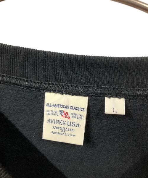 AVIREX（アヴィレックス）AVIREX (アヴィレックス) クルーネックスウェット ブラック ブラック サイズ:Lの古着・服飾アイテム