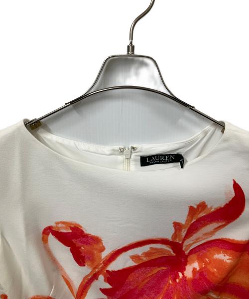 LAUREN RALPH LAUREN（ローレンラルフローレン）LAUREN RALPH LAUREN (ローレンラルフローレン) ノースリーブ・キャミソールワンピース ホワイト×レッド サイズ:12の古着・服飾アイテム