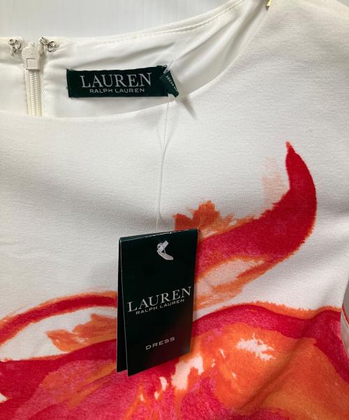 LAUREN RALPH LAUREN（ローレンラルフローレン）LAUREN RALPH LAUREN (ローレンラルフローレン) ノースリーブ・キャミソールワンピース ホワイト×レッド サイズ:12の古着・服飾アイテム