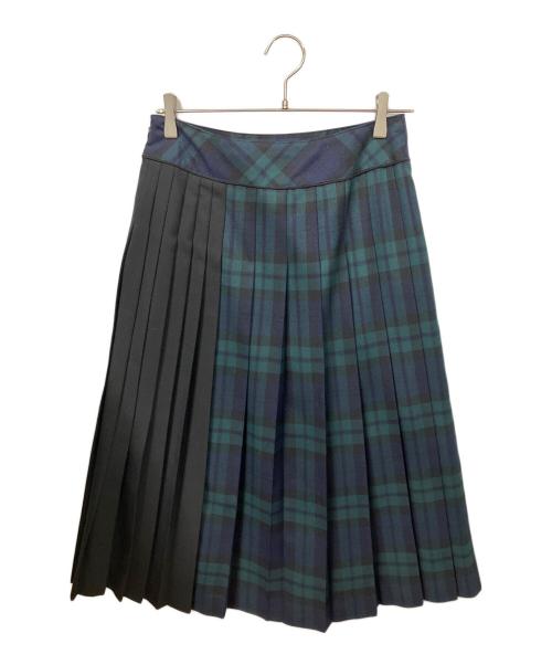 Lois CRAYON（ロイスクレヨン）Lois CRAYON (ロイスクレヨン) 切替プリーツスカート グリーン×ネイビー サイズ:2の古着・服飾アイテム