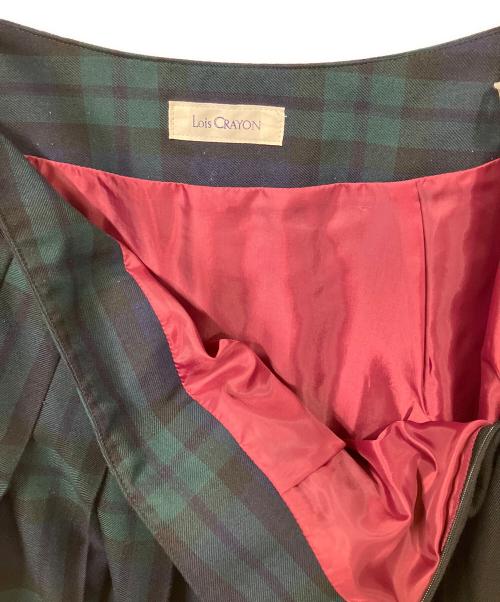 Lois CRAYON（ロイスクレヨン）Lois CRAYON (ロイスクレヨン) 切替プリーツスカート グリーン×ネイビー サイズ:2の古着・服飾アイテム