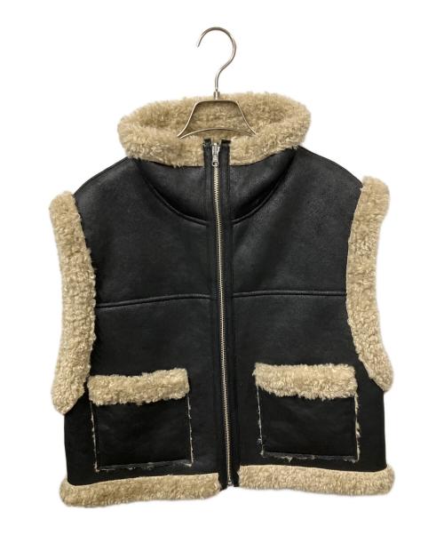 JEANASIS（ジーナシス）JEANASIS (ジーナシス) リバーシブルムートンベスト ブラック サイズ:freeの古着・服飾アイテム