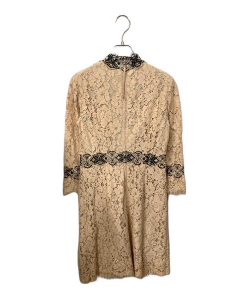 CHRISCELIN（クリスセリーン）CHRISCELIN (クリスセリーン) レース長袖ワンピース ベージュ ベージュ サイズ:40の古着・服飾アイテム