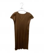 PLEATS PLEASEプリーツプリーズ）の古着「ノースリーブ・キャミソールワンピース」｜ブラウン
