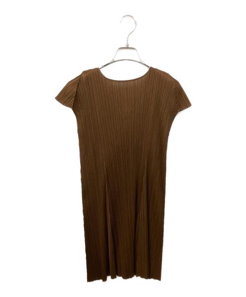 PLEATS PLEASE（プリーツプリーズ）PLEATS PLEASE (プリーツプリーズ) ノースリーブ・キャミソールワンピース ブラウン サイズ:Freeの古着・服飾アイテム