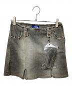 BURBERRY BLUE LABELバーバリー ブルー レーベル）の古着「ベルテッドデニムスカート」｜グレー