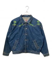 SENSITIVE（センシティブ）の古着「刺繍デニムジャケット」｜ネイビー
