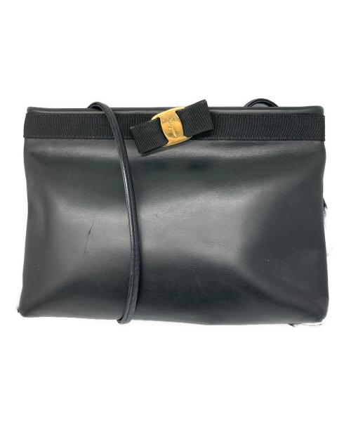 Salvatore Ferragamo（サルヴァトーレ フェラガモ）Salvatore Ferragamo (サルヴァトーレ フェラガモ) レザーショルダーバッグ ブラック ブラックの古着・服飾アイテム